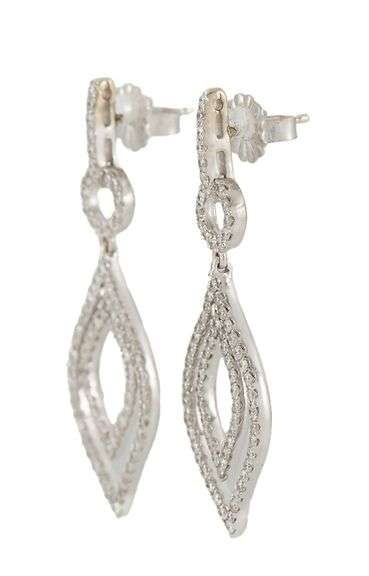 1.20ctw Diamond Double Open Marquise Shaped Dangle Earrings in 18K