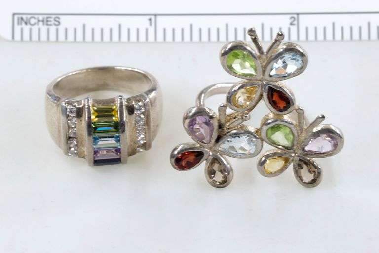 Colorful Sterling Rings - Lot of 2