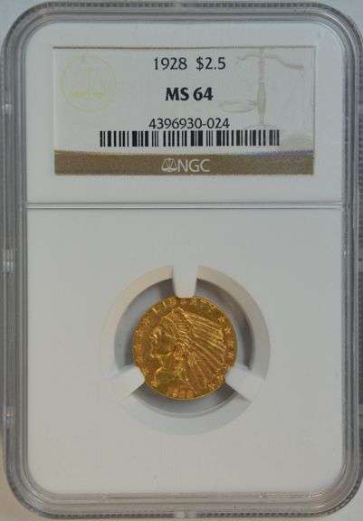 Satiny-fresh virtual Gem BU 1928 $2.50 Indian Gold Piece. NGC MS4
