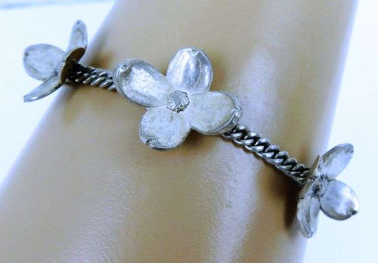 Vintage Sterling Dogwood Flower Bracelet
