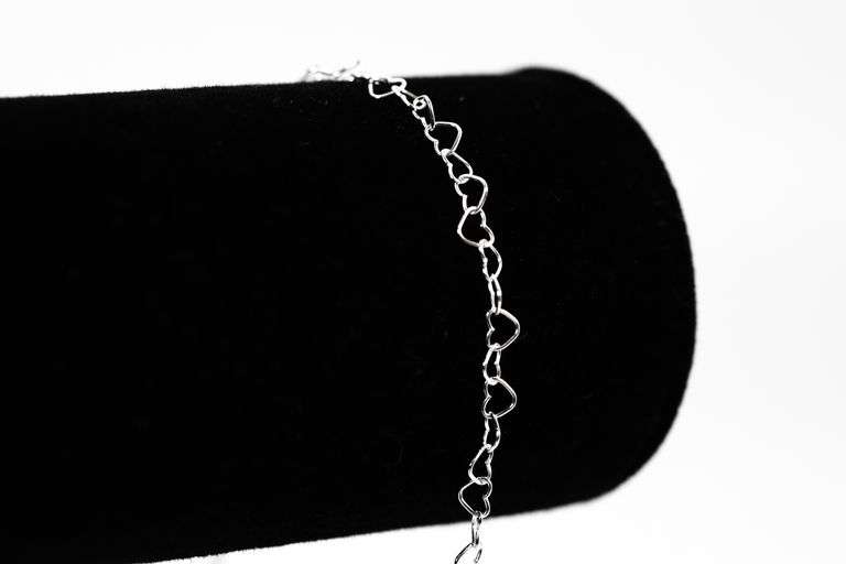 Sterling Silver Italian Love Heart Chain 3mm Solid 925 Italy Infinity Promise Bracelet Anklet 7"