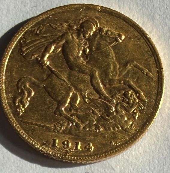 1914 Slider Gold Half Sovereign.