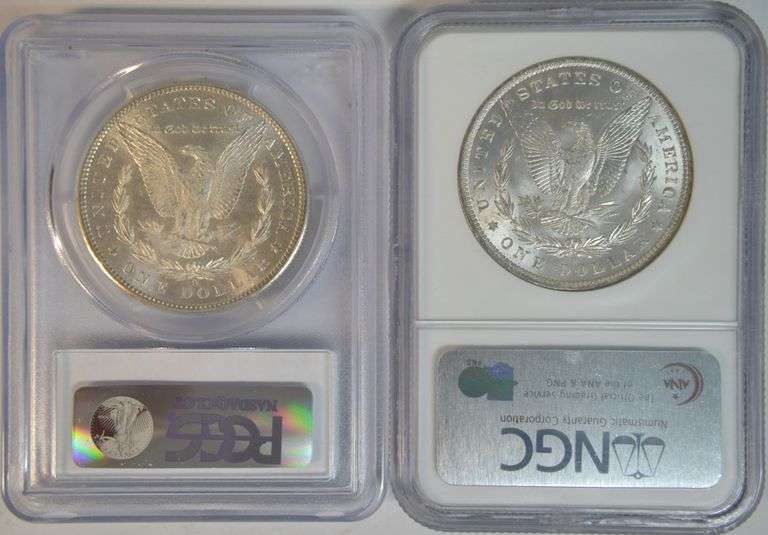 Choice BU 1881-S (PCGS) and 1884-O (NGC) MS63 Morgan Silver Dollars