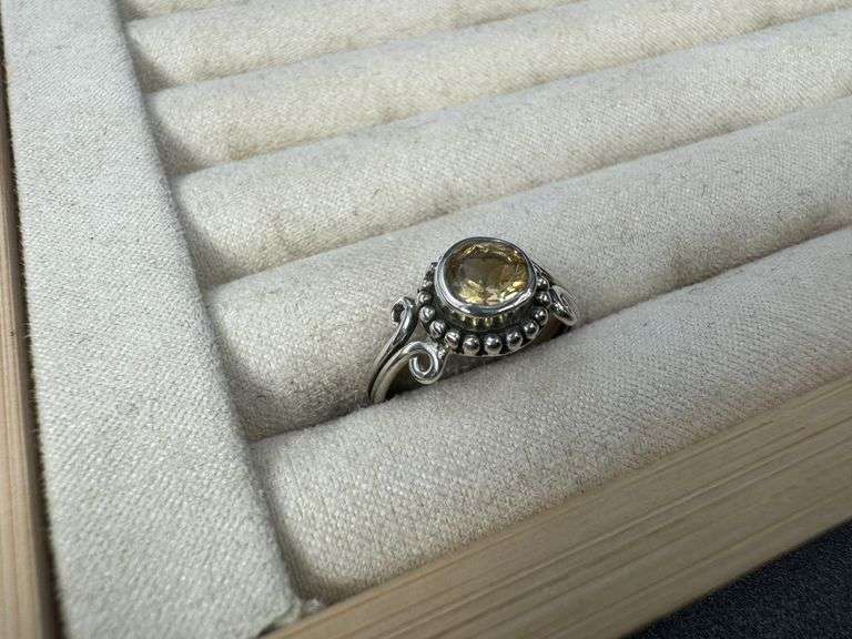 Sterling Silver Natural Gemstone Citrine Ring Size 8
