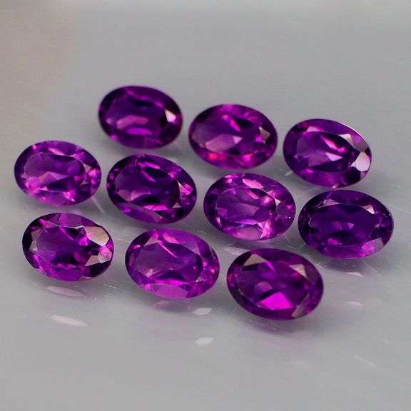 Top royal purple! 6.98ct 7x5mm real Bolivian Amethyst set!