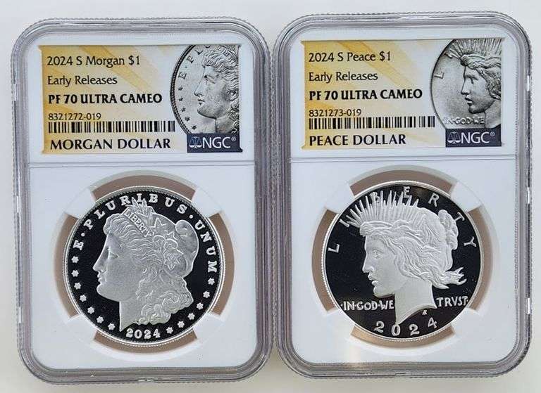 2024-S Proof Morgan & Peace Dollar Set, NGC PF70