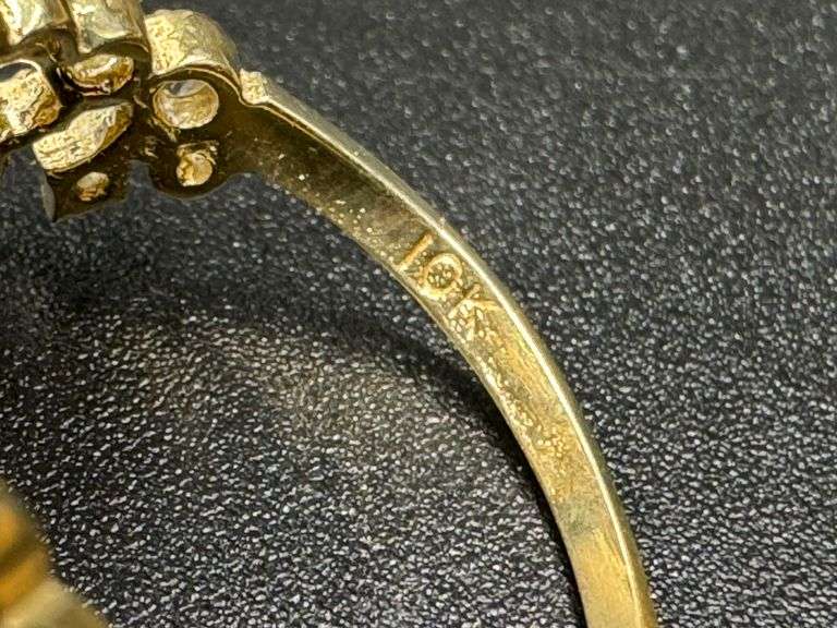 10k Yellow Gold White CZ Tiara Princess Crown Quinceanera 15 Anos Ring Size 7