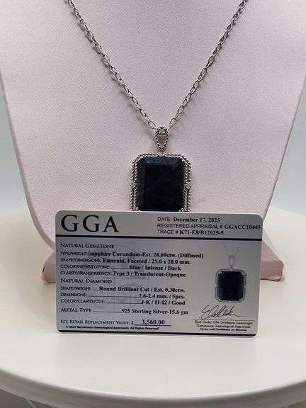 Unbelievable very fine Sapphire and diamond Necklace in Silver – GGA Certified