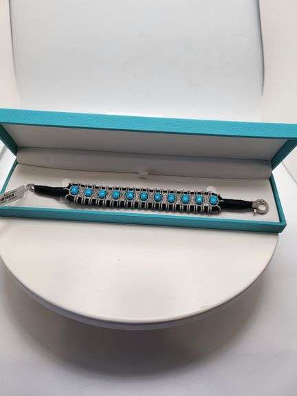 Turquoise Bracelet in Handwoven Fabric