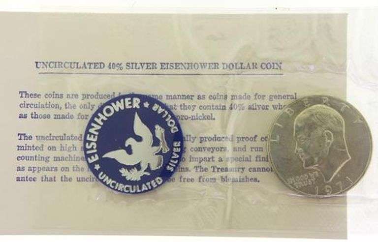 5 1971 Blue Pack Unc Ike Silver Dollars