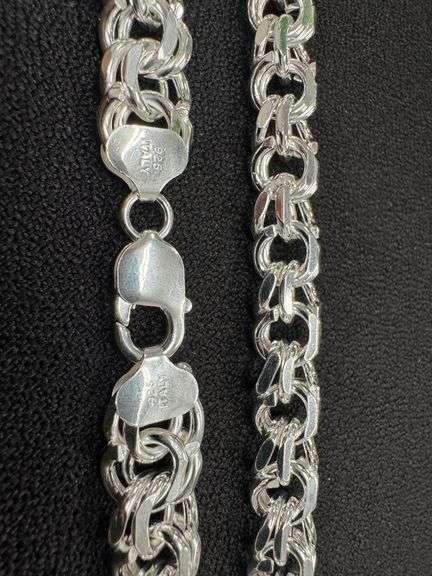 Sterling Silver 925 Heavy Double Curb 12mm Offset Cuban Chain Italy Necklace 24"