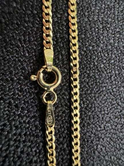 10k Yellow Gold Solid Curb Chain 2mm Link Necklace 24"