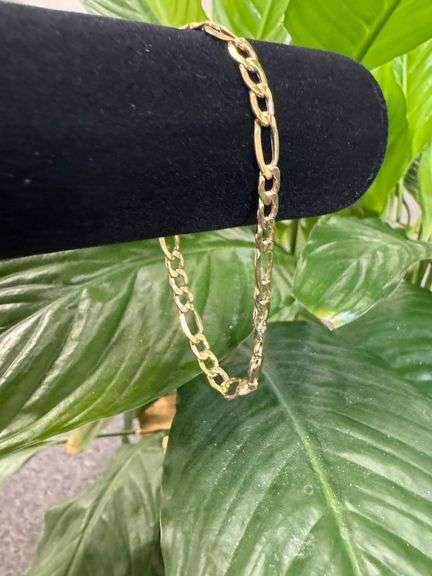 10k Yellow Gold Hollow Figaro Link Chain 5.8mm Bracelet 8"