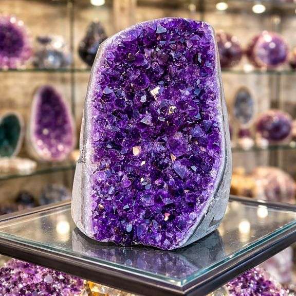 Natural Amethyst Crystal Cluster Dark Purple