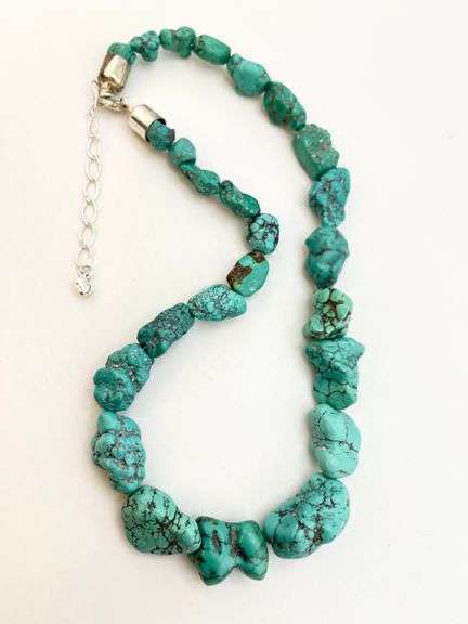 925 Sterling Silver Jay King DTR Nugget Cut Raw Turquoise Necklace