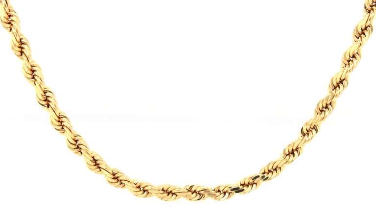 Heavy, Durable 14K YG Diamond Cut Rope Necklace