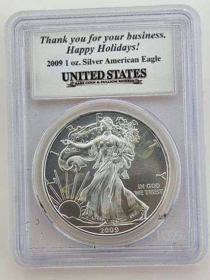 2009 American Silver Eagle In PCGS Thank You Holder, Milk Spots