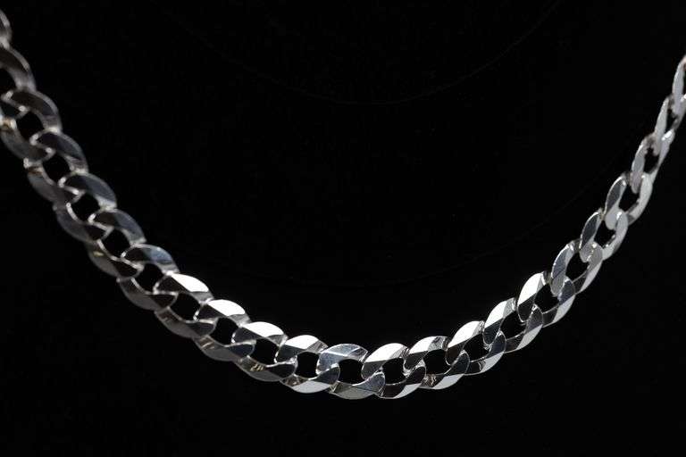 Men's 11.5mm Solid .925 Sterling Silver Flat Curb Chain Link Italy Necklace 24"