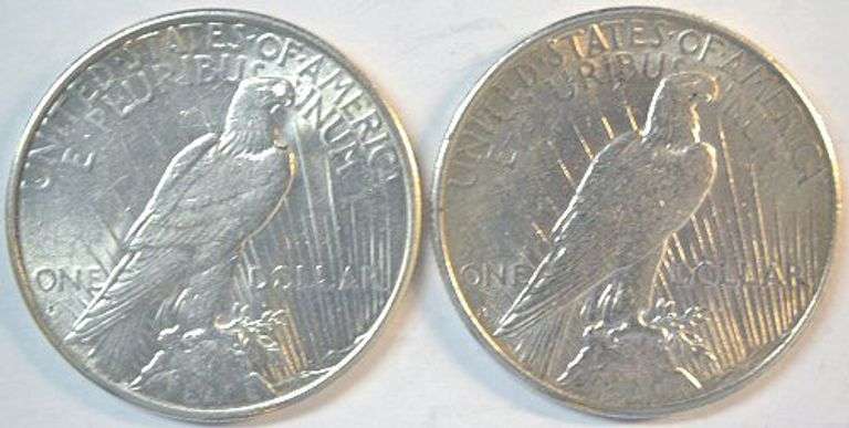2 Flashy Near Mint 1927-S Peace Silver Dollars. Better date