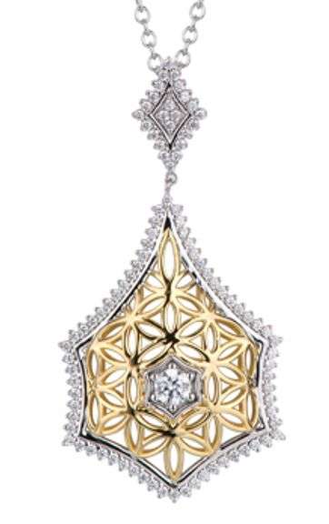 Beautiful Lace design Sterling silver with yellow gold plating Pendant