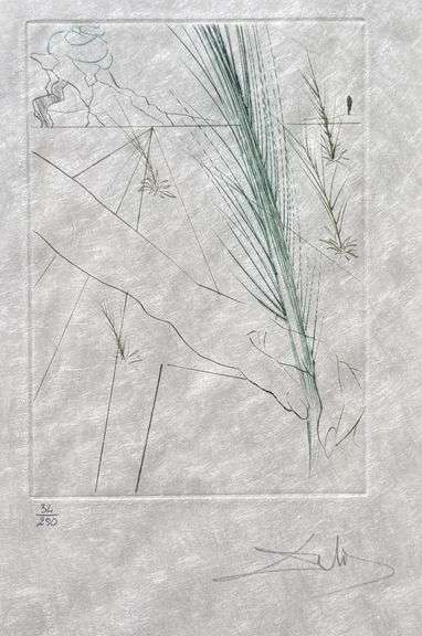 Highly Collectible and Rare Salvador Dali Hand-Signed Drypoint Etching