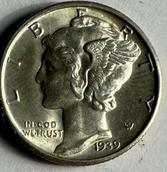 1939 D Full Bands Choice BU Mercury Dime