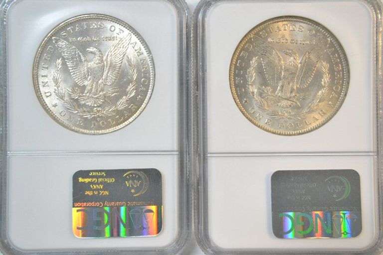 Near Gem BU 1883-O & 1884-O Morgan Silver Dollars. NGC MS64
