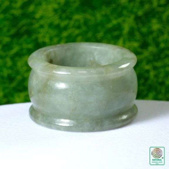 Substantial 67.60ct thick walled Burmese Jade ring
