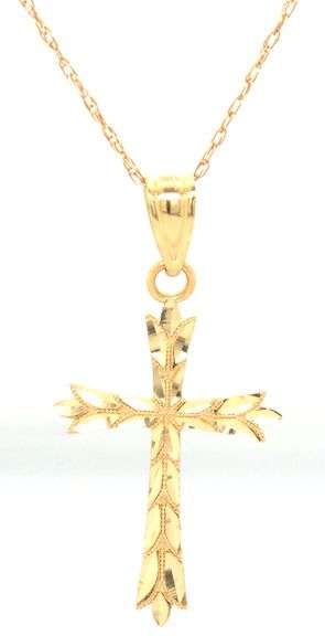 14kt Yellow gold cross pendant on chain