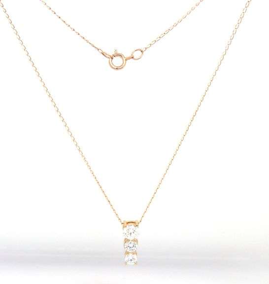 14kt Yellow gold 0.35ctw diamond journey 3 stone pendant on chain