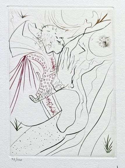 Highly Collectible and Rare Salvador Dali Hand-signed Original Engraving