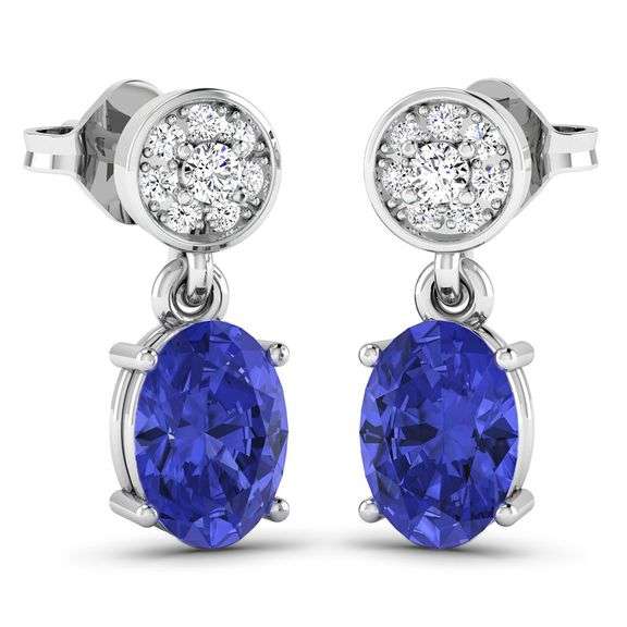 14KT White Gold 1.24ctw Tanzanite and Diamond Earrings