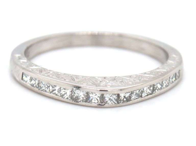 Platinum 0.75ctw channel set princess cut diamond dome ring