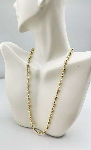 14KT Yellow Gold Diamon-Cut Beaded Chain Necklace