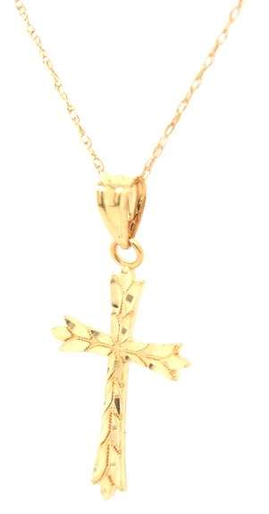 14kt Yellow gold cross pendant on chain