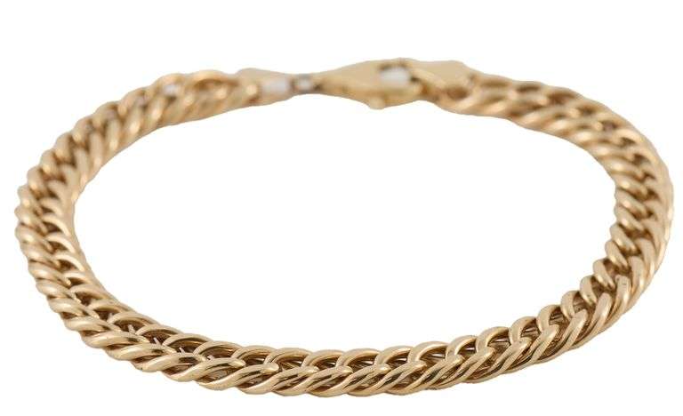 Polished 7.0MM Fancy Chain Link Bracelet in 9K