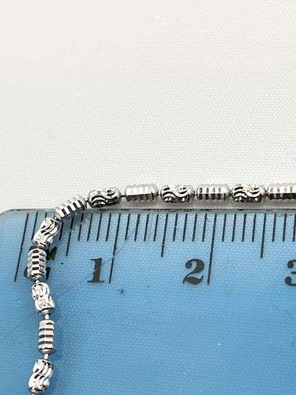 925 Sterling Silver Diamond Cut Barrel Link Chain Necklace