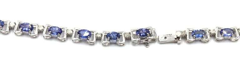 Amazing 17.31CTW Designer Oscar Friedman Oval Faceted Tanzanite & Diamond Necklace in 14K White Gold