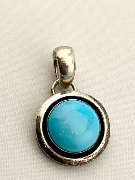 925 Sterling Silver Signed Artie Yellowhorse Turquoise Set Of Earrings And Pendant