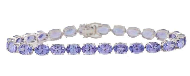 22.0ctw Oval Tanzanite Tennis Bracelet in 14K