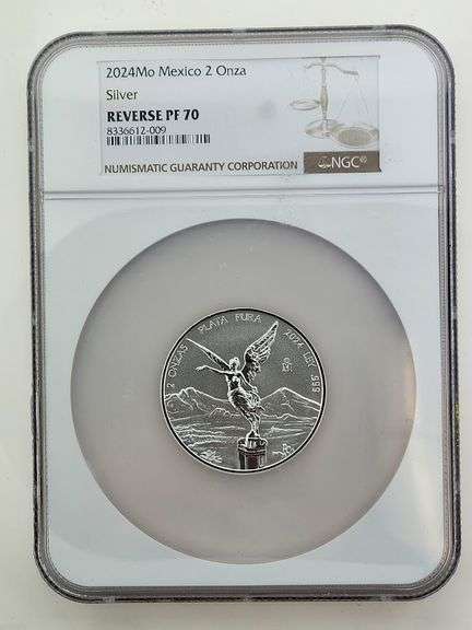 2024Mo Mexico 2 Onza Silver, NGC Reverse PF70 (Mega Holder)