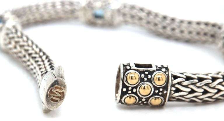 John Hardy wheaton chain blue topaz 3 stone bracelet