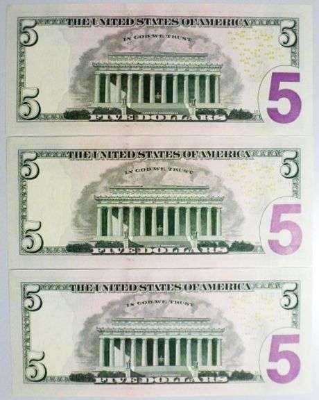 (3) Superb Crisp $5 2021 Star Replacement Notes New York-Consecutive!