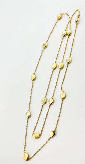 14KT Yellow Gold Disc Bead Station Necklace