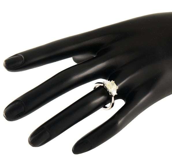 1.79ctw Radiant and Trapezoid Diamond Three Stone Engagement Ring in Platinum