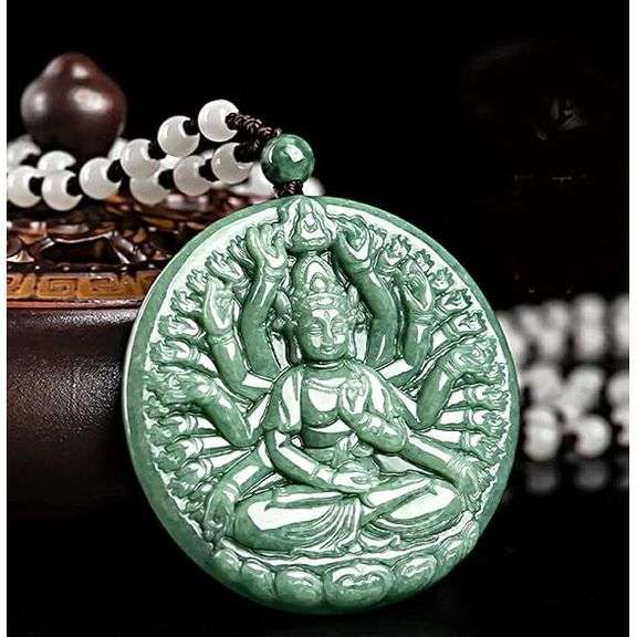 Hand-Carved Myanmar Thousand-Hand Buddha Jade