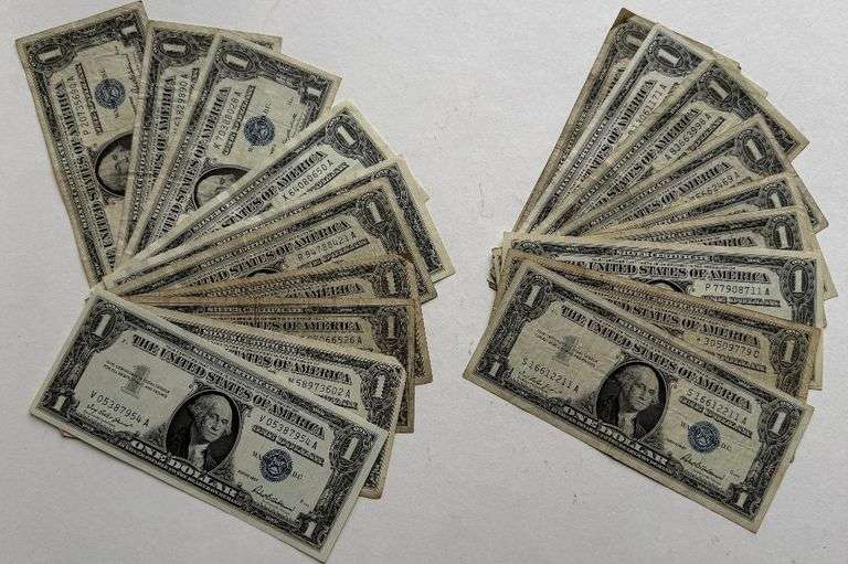 32 Asst 1957 Series $1 Silver Certificates.