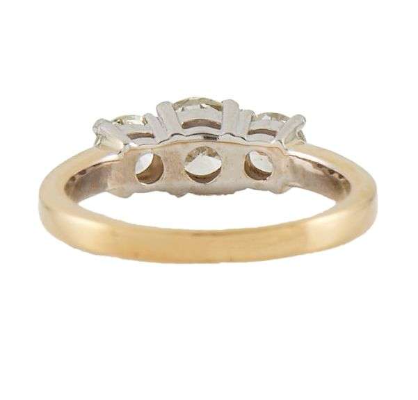 1.20ctw Round Diamond Three Stone Two Tone Ring in 14K