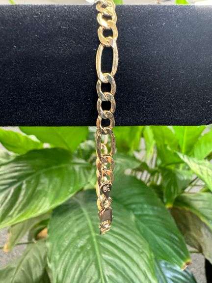 10k Yellow Gold Hollow Figaro Link Chain 5.8mm Bracelet 8"