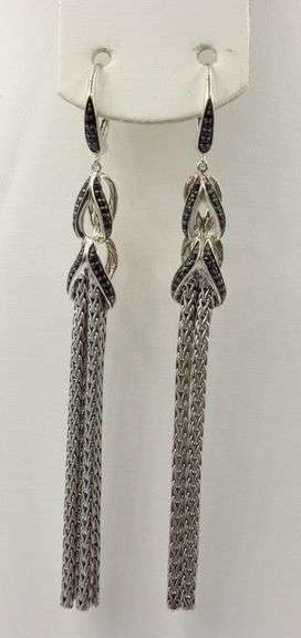 John Hardy Asli link chandelier black sapphire black spinel drop earrings